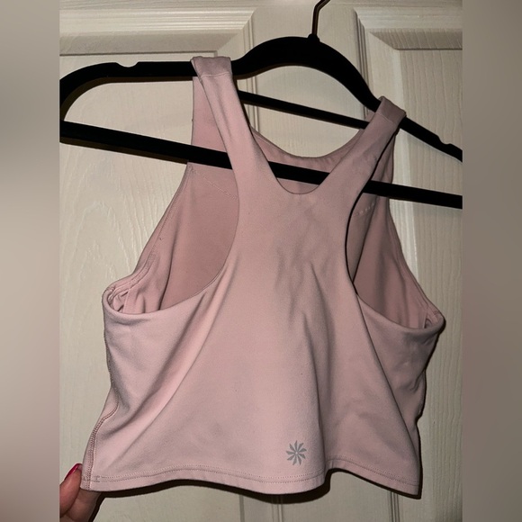 Athleta Pink high neck Crop top Sports Bra XS athletic gym athleisure - Picture 2 of 6